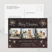 Fotocollage Rustic Wood Snowflake Feestdagenkaart (Voorkant / Achterkant)
