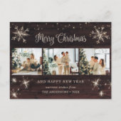 Fotocollage Rustic Wood Snowflake Feestdagenkaart (Voorkant)