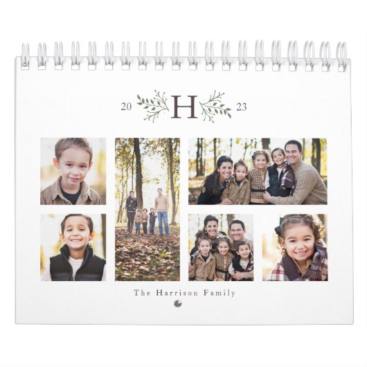 Fotocollage rustige monogram foto kalender (Hoes)