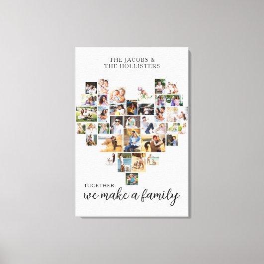 Fotocollage samen 36 Hartvormig Canvas Afdruk (Voorkant)
