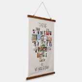 Fotocollage samen met het hart van de familie hangend wandkleed (Gebogen)