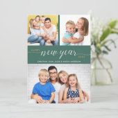 Fotocollage Script Gelukkig Nieuwjaar Feestdagenkaart (Staand voorkant)