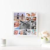 Fotocollage-Sjabloon Vierkante Klok (Huis)