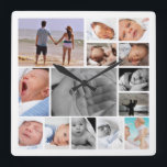 Fotocollage-Sjabloon Vierkante Klok<br><div class="desc">Het Ontwerp van de Sjabloon van de Collage van de foto.. voeg eenvoudig uw eigen foto's aan deze grote muurklok toe.. gemakkelijk om te personaliseren.. klantgerichte fotomalplaatjeklok van Ricaso</div>