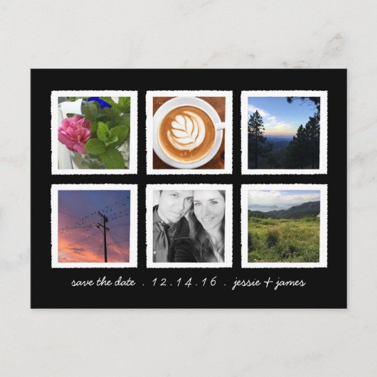 fotocollage slaat de datum op aankondigingskaart (Voorkant)