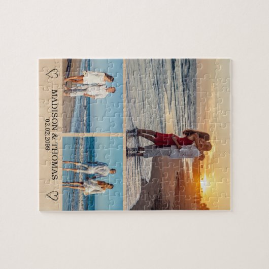 Fotocollage slaat de datum op legpuzzel (Horizontaal)