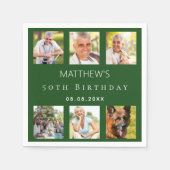 Fotocollage smaragdgroene verjaardagsfeestje servet (Voorkant)