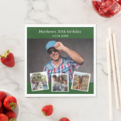 Fotocollage smaragdgroene verjaardagsfeestje servet (Insitu)