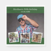 Fotocollage smaragdgroene verjaardagsfeestje servet (Voorkant)