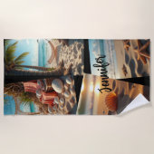 Fotocollage strandleven zeeschelp strandlaken (Voorkant)