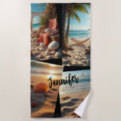 Fotocollage strandleven zeeschelp strandlaken (Voorkant)