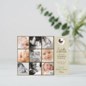 Fotocollage Taupe Baby Geboorteaankondiging Aankondigingskaart (Staand voorkant)
