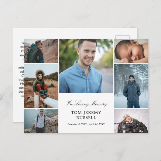 Fotocollage Ter Herinnering Overlijdensbericht Briefkaart (Voorkant / Achterkant)