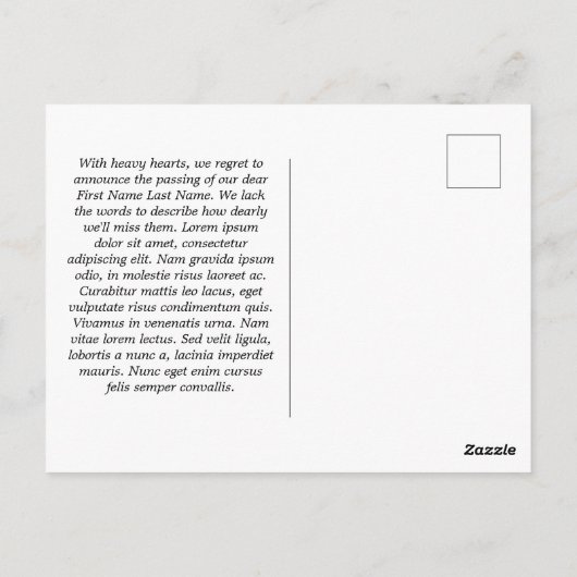 Fotocollage Ter Herinnering Overlijdensbericht Briefkaart (Achterkant)