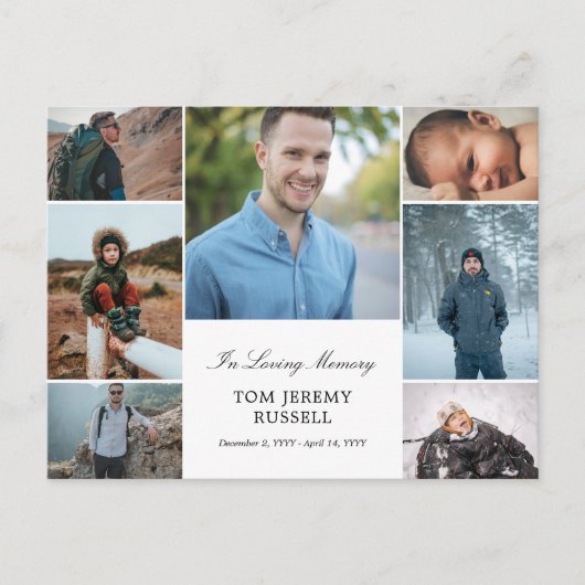 Fotocollage Ter Herinnering Overlijdensbericht Briefkaart (Voorkant)