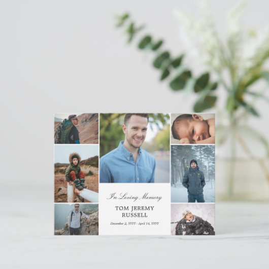 Fotocollage Ter liefdevolle herinnering Overlijden Briefkaart (Staand voorkant)