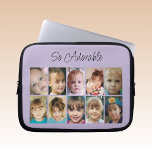 Fotocollage toevoegen, zo schattig lila zwart laptop sleeve<br><div class="desc">Een cadeauidee voor laptophoes. Zo schattig. Vervang de 10 foto's met je eigen foto's. Lila en zwart.</div>