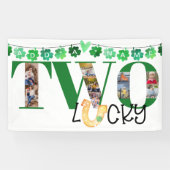 Fotocollage Twee Lucky Custom 2e Verjaardagsfeest Spandoek (Horizontaal)