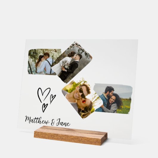 Fotocollage Uniek Huwelijkscadeau voor Koppel  Acryl Bord (Hoek)