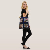 Fotocollage Uniek personaliseer 4 Photo NAVY BLUE Tote Bag (Op model)