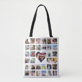 Fotocollage Unieke gepersonaliseerde 33 Foto Hart Tote Bag (Voorkant)