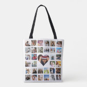 Fotocollage Unieke gepersonaliseerde 33 Foto Hart Tote Bag (Achterkant)
