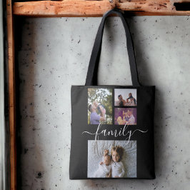 Fotocollage Unieke gepersonaliseerde 4 fotofamilie Tote Bag