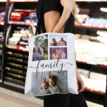 Fotocollage Unieke gepersonaliseerde 4 fotofamilie Tote Bag<br><div class="desc">Fotocollage Unieke gepersonaliseerde 4 Fotosjabloon tas van Ricaso - voorzien van een prachtige familie typografie</div>