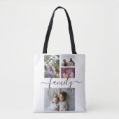Fotocollage Unieke gepersonaliseerde 4 fotofamilie Tote Bag (Voorkant)