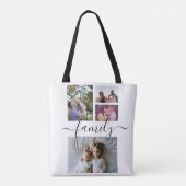 Fotocollage Unieke gepersonaliseerde 4 fotofamilie Tote Bag (Achterkant)