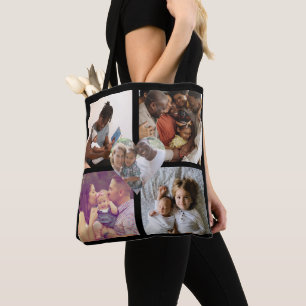 Fotocollage Unieke gepersonaliseerde 5 foto hart Tote Bag