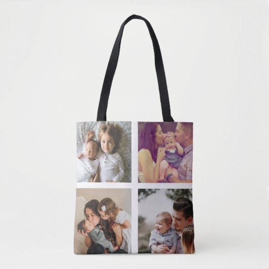 Fotocollage Unieke gepersonaliseerde 8 foto's Tote Bag (Voorkant)