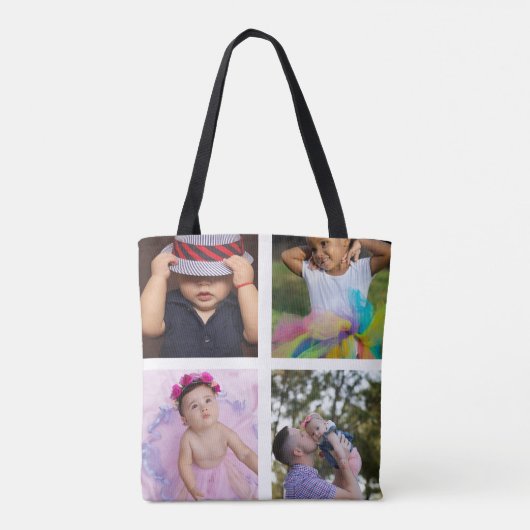 Fotocollage Unieke gepersonaliseerde 8 foto's Tote Bag (Achterkant)
