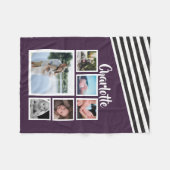 Fotocollage Unieke gepersonaliseerde Paarse gestre Fleece Deken (Voorkant (Horizontaal))