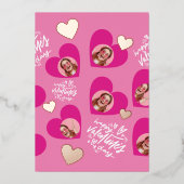 Fotocollage Valentijnsdag Heet Roze Harten Folie Feestdagenkaart (Voorkant)