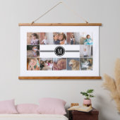 Fotocollage van 12 foto's en monogram hangend wandkleed (Slaapkamer)