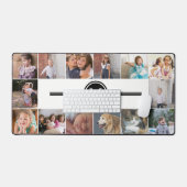 Fotocollage van 14 foto's en zwart monogram bureaumat (Keyboard & Muis)