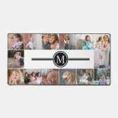 Fotocollage van 14 foto's en zwart monogram bureaumat (Voorkant)