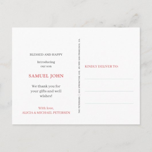 Fotocollage van 5 families WELCOME nieuwe geboorte Aankondigingskaart (Achterkant)