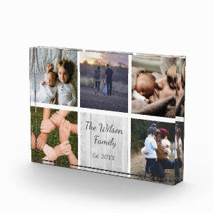 Fotocollage van aangepaste familie personaliseert fotoblokken