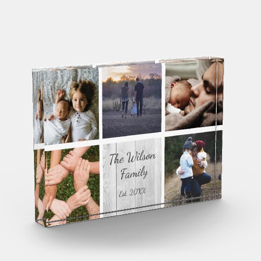 Fotocollage van aangepaste familie personaliseert fotoblokken (Links)