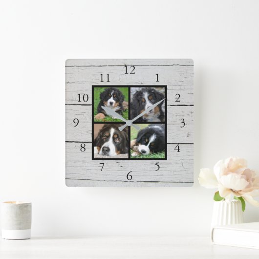 Fotocollage van bijtende schuur vierkante klok (Huis)