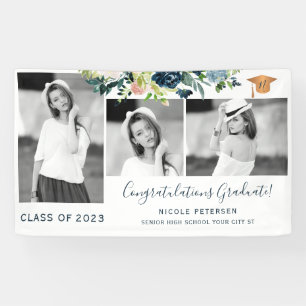 Fotocollage van de elegante florale graduatie spandoek