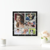 Fotocollage van de familie Elegant Vierkante Klok (Huis)