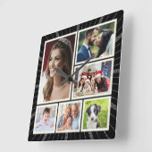 Fotocollage van de familie Elegant Vierkante Klok (Hoek)