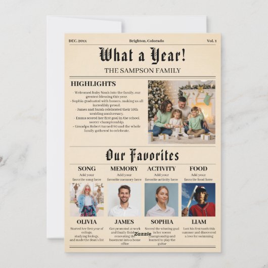 fotocollage van de kerstkrant feestdagenkaart (Achterkant)