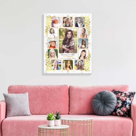 Fotocollage van de middelbare school Afstuderen |  Canvas Afdruk (Insitu (Woonkamer))