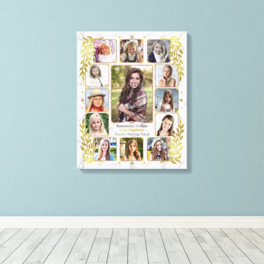 Fotocollage van de middelbare school Afstuderen |  Canvas Afdruk (Insitu (Houten vloer))