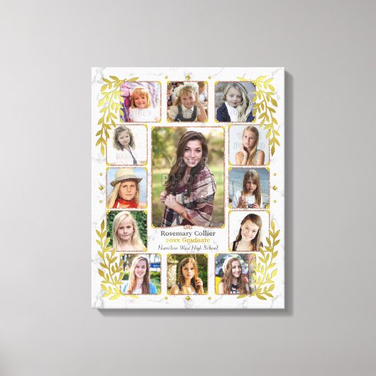Fotocollage van de middelbare school Afstuderen |  Canvas Afdruk (Voorkant)