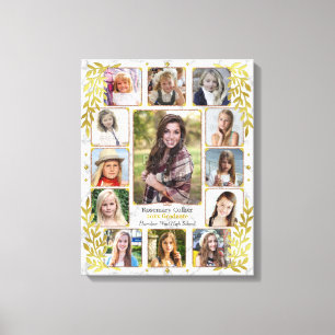 Fotocollage van de middelbare school Afstuderen    Canvas Afdruk